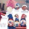 4th of July Wooden Decoration Patriotic Hanging Door Sign with Rope, American Flag Rustic Wooden Plaque for Independence Day Memorial Day Front Door Porch Wall Window Decor(Gnome Style)